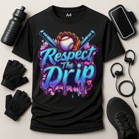 Baseball Drip Ice Cream Dripping Respect The Drip Cooling Performance Crew T-Shirt