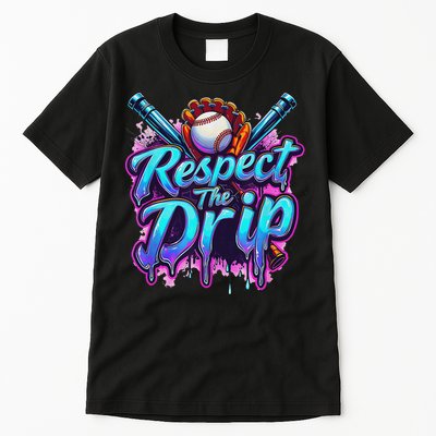 Baseball Drip Ice Cream Dripping Respect The Drip Tall T-Shirt