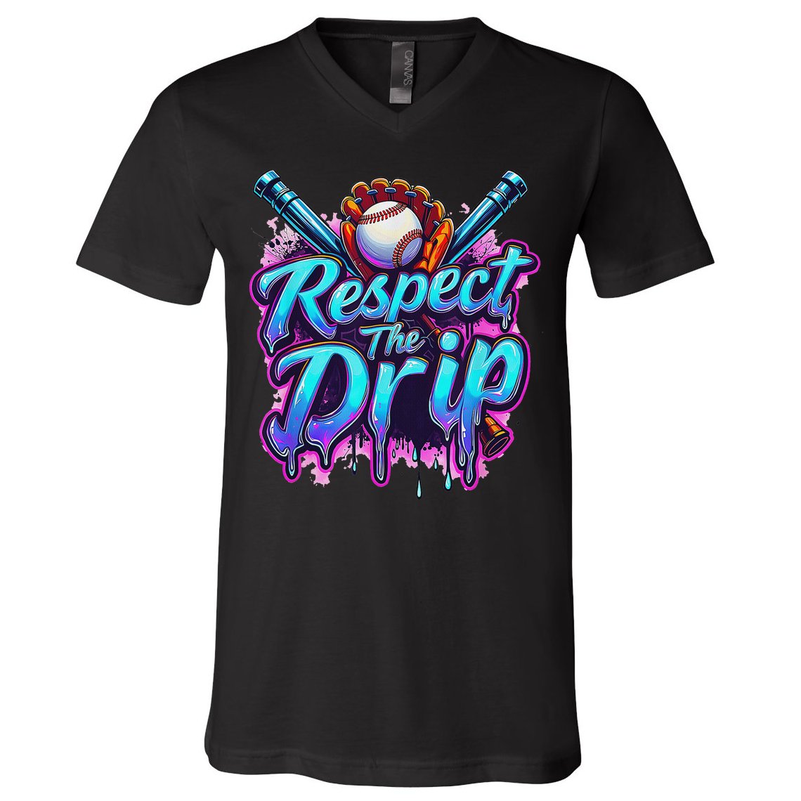Baseball Drip Ice Cream Dripping Respect The Drip V-Neck T-Shirt