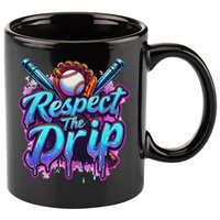 Baseball Drip Ice Cream Dripping Respect The Drip 11oz C Handle Ceramic Mug