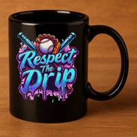 Baseball Drip Ice Cream Dripping Respect The Drip 11oz C Handle Ceramic Mug