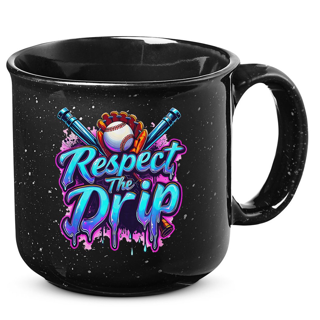 Baseball Drip Ice Cream Dripping Respect The Drip 15oz Campfire Ceramic Mug