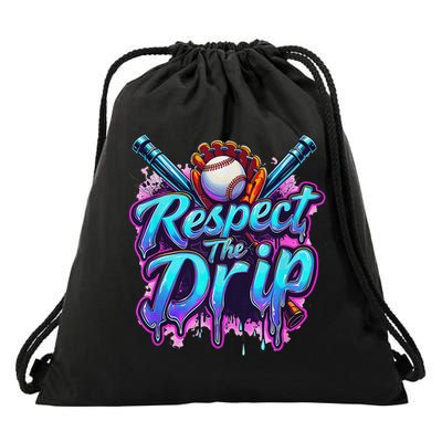 Baseball Drip Ice Cream Dripping Respect The Drip Drawstring Bag