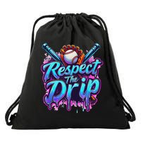 Baseball Drip Ice Cream Dripping Respect The Drip Drawstring Bag
