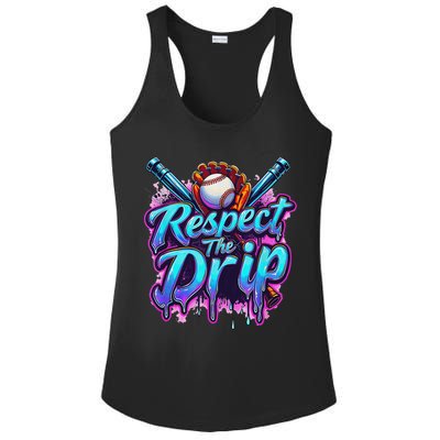 Baseball Drip Ice Cream Dripping Respect The Drip Ladies PosiCharge Competitor Racerback Tank