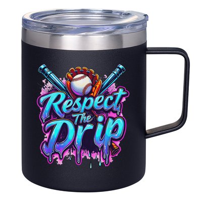 Baseball Drip Ice Cream Dripping Respect The Drip 12oz Stainless Steel Coffee Mug