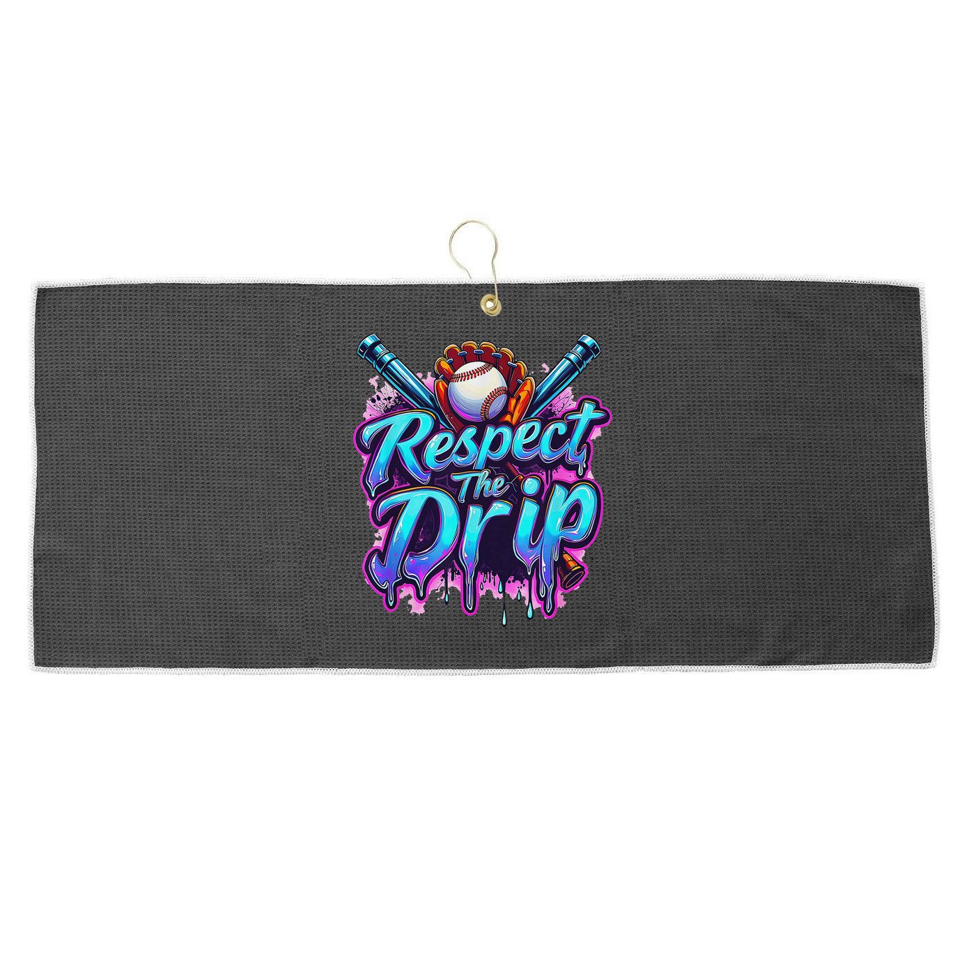 Baseball Drip Ice Cream Dripping Respect The Drip Large Microfiber Waffle Golf Towel