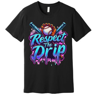Baseball Drip Ice Cream Dripping Respect The Drip Premium T-Shirt