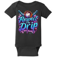 Baseball Drip Ice Cream Dripping Respect The Drip Baby Bodysuit