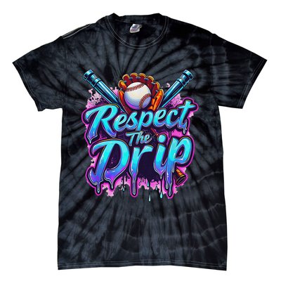 Baseball Drip Ice Cream Dripping Respect The Drip Tie-Dye T-Shirt