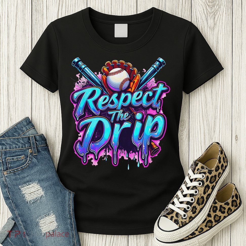Baseball Drip Ice Cream Dripping Respect The Drip Womens T-Shirt