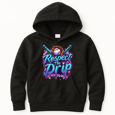 Baseball Drip Ice Cream Dripping Respect The Drip Kids Hoodie