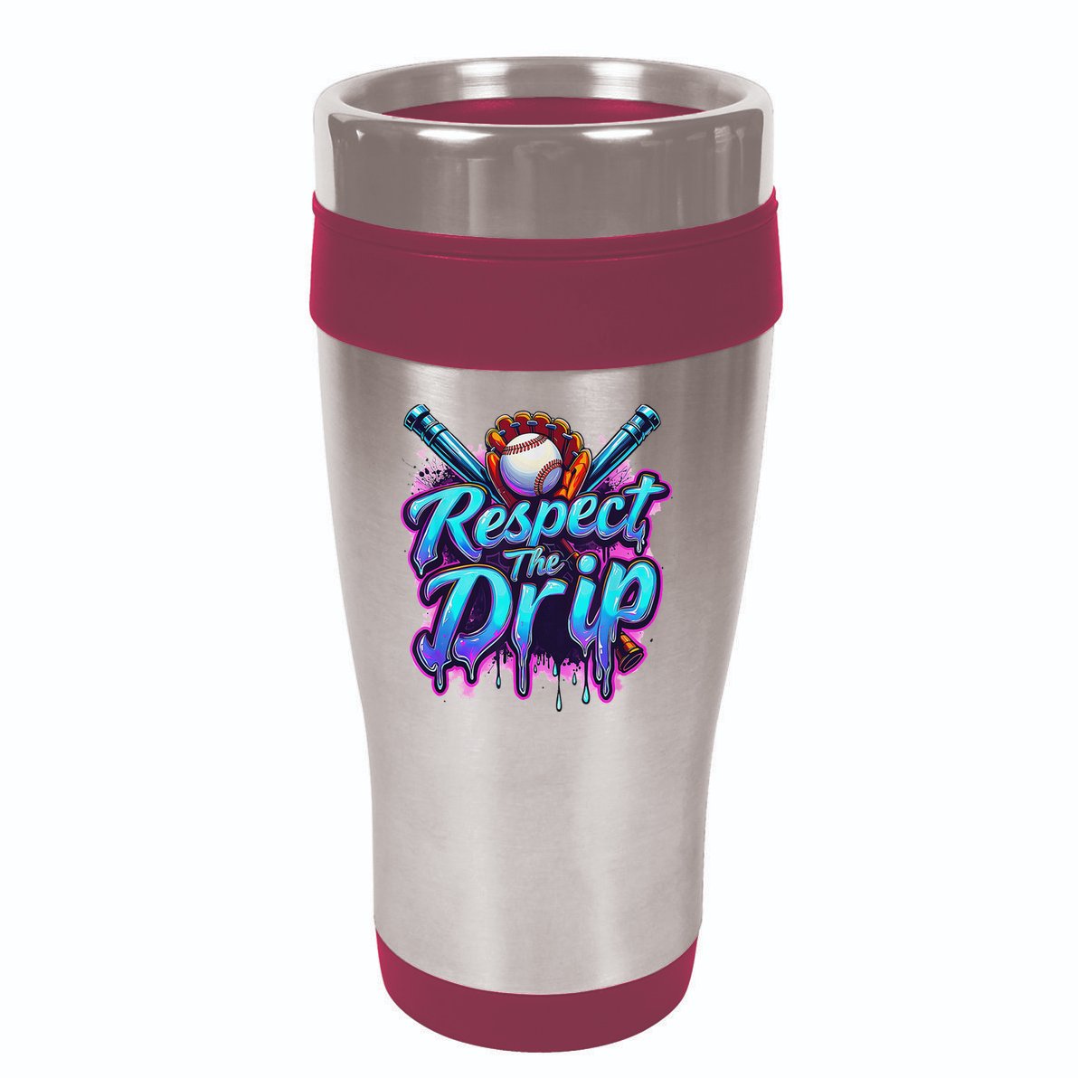 Baseball Drip Ice Cream Dripping Respect The Drip 16oz Travel Tumbler