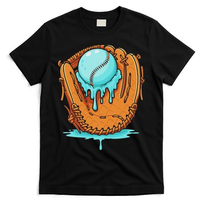 Baseball Drip Ice Cream Baseball Glove Dripping T-Shirt