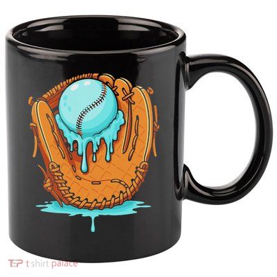 Baseball Drip Ice Cream Baseball Glove Dripping 11oz C Handle Ceramic Mug