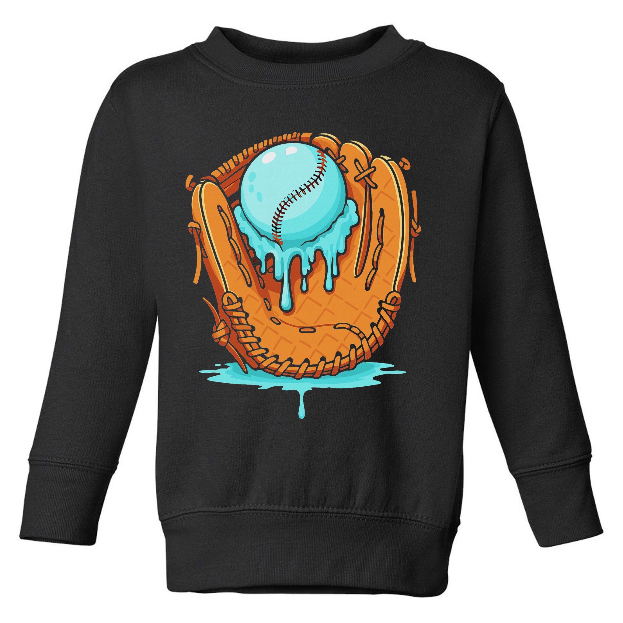 Baseball Drip Ice Cream Baseball Glove Dripping Toddler Sweatshirt