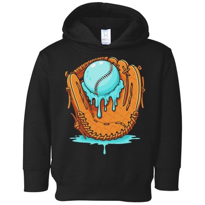Baseball Drip Ice Cream Baseball Glove Dripping Toddler Hoodie