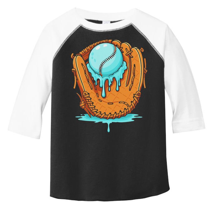 Baseball Drip Ice Cream Baseball Glove Dripping Toddler Fine Jersey T-Shirt