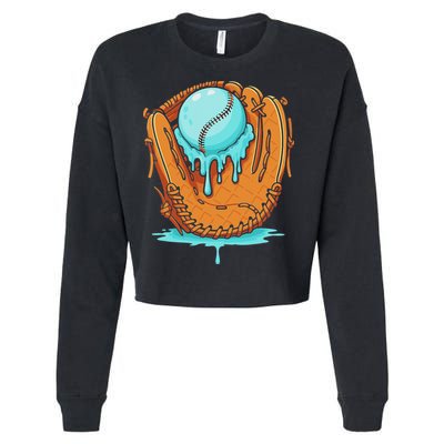 Baseball Drip Ice Cream Baseball Glove Dripping Cropped Pullover Crew