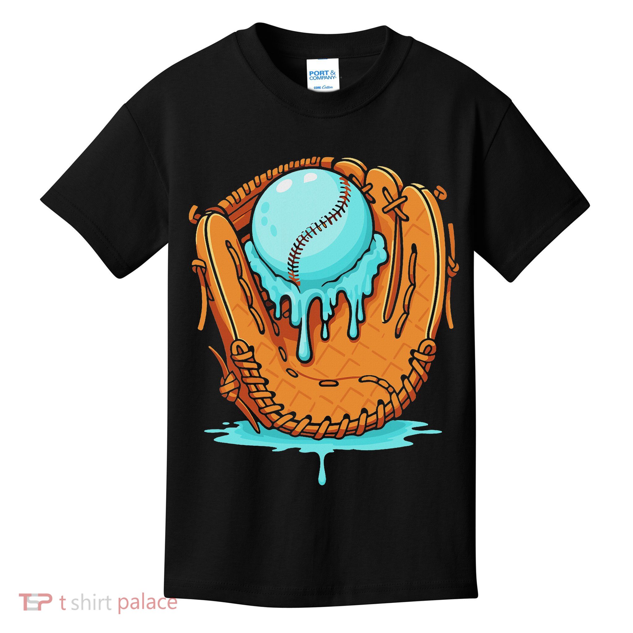 Baseball Drip Ice Cream Baseball Glove Dripping Kids T-Shirt