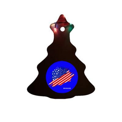 Blue Dot In A Red State Nebraska Vote Kamala Harris Walz Ceramic Tree Ornament