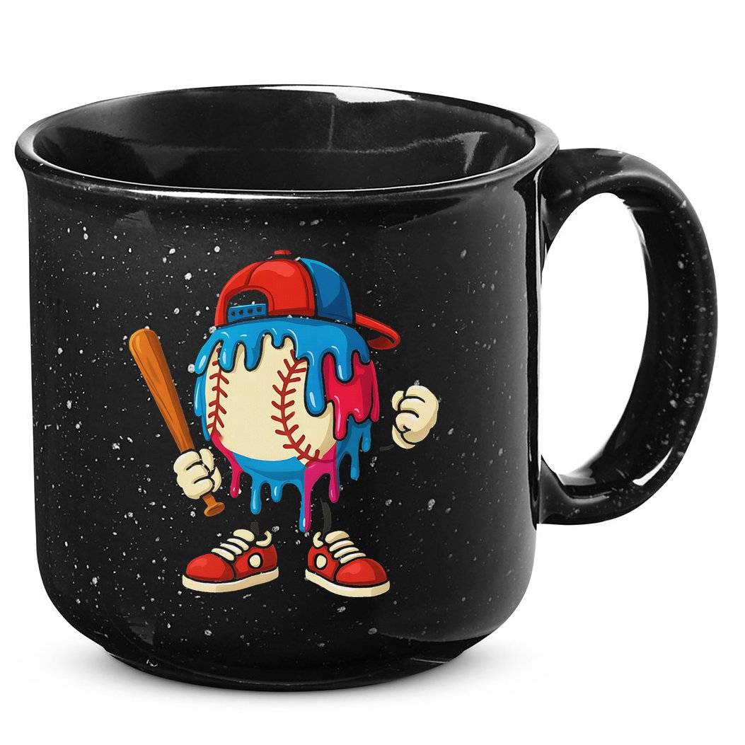 Baseball Drip Ice Cream Drip Sport Game Day 15oz Campfire Ceramic Mug