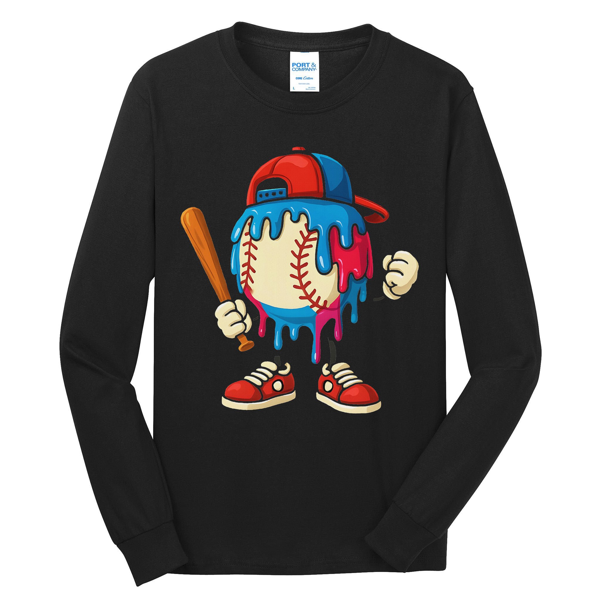 Baseball Drip Ice Cream Drip Sport Game Day Tall Long Sleeve T-Shirt