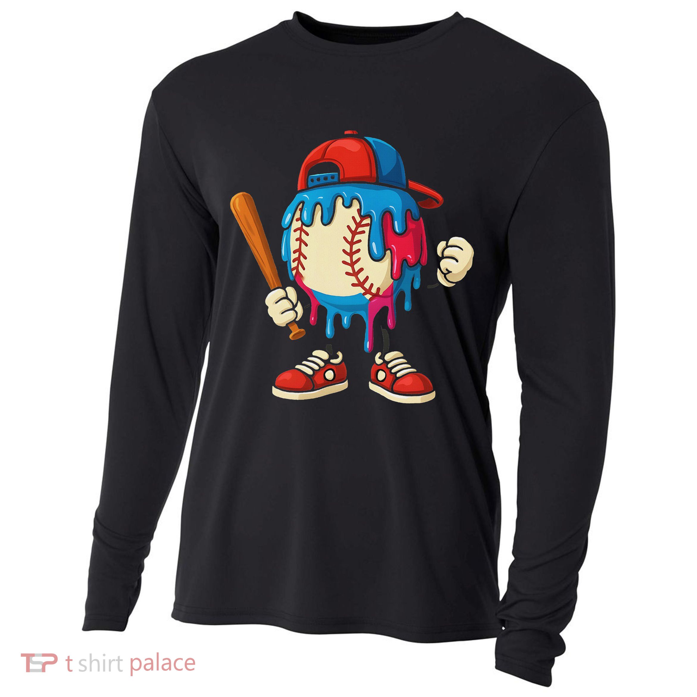 Baseball Drip Ice Cream Drip Sport Game Day Cooling Performance Long Sleeve Crew
