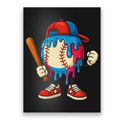 Baseball Drip Ice Cream Drip Sport Game Day Poster
