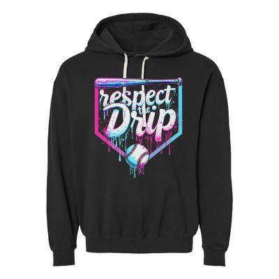 Baseball Drip Ice Cream Respect The Drip Players & Fans Garment-Dyed Fleece Hoodie
