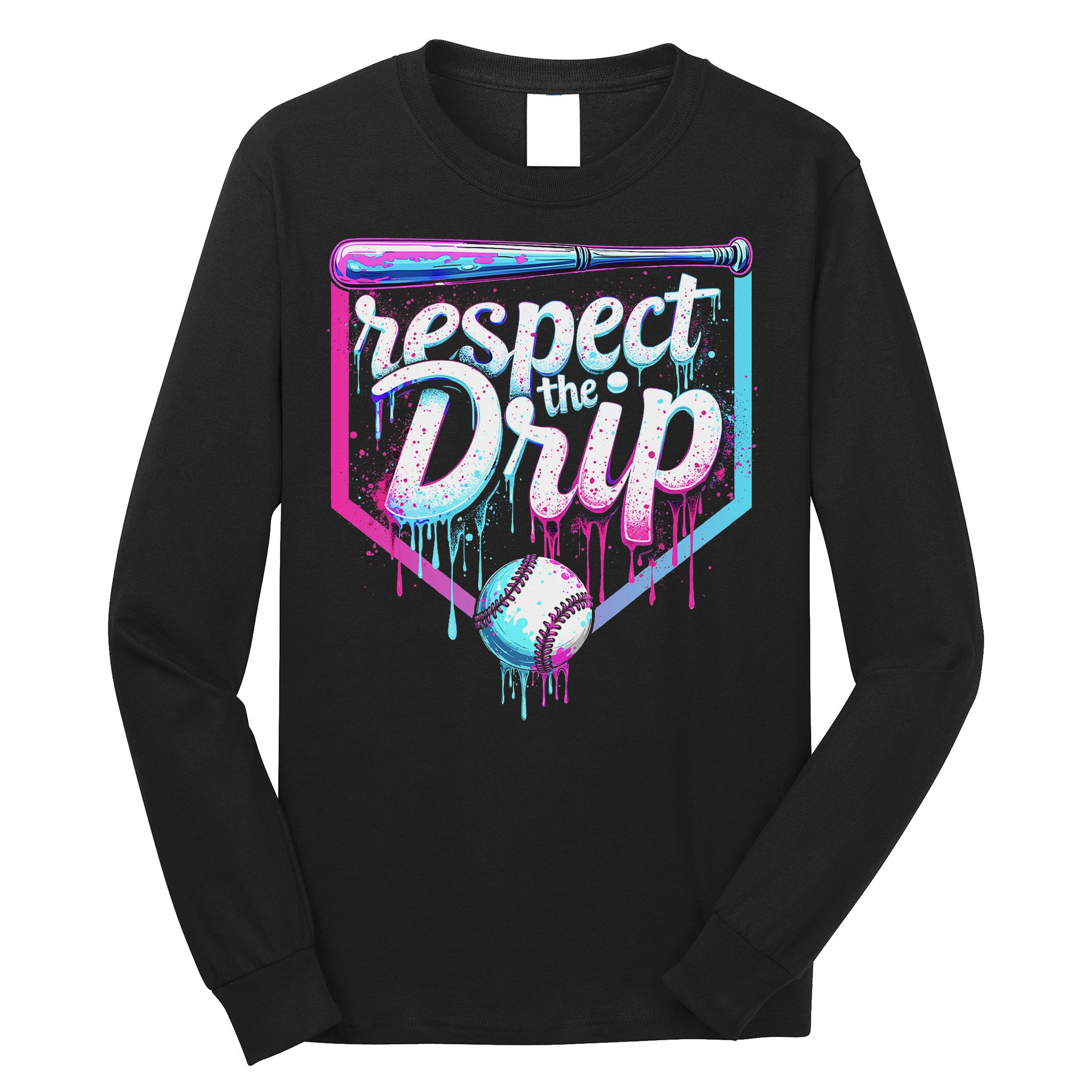 Baseball Drip Ice Cream Respect The Drip Players & Fans Long Sleeve Shirt