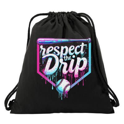 Baseball Drip Ice Cream Respect The Drip Players & Fans Drawstring Bag