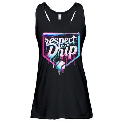 Baseball Drip Ice Cream Respect The Drip Players & Fans Ladies Essential Flowy Tank