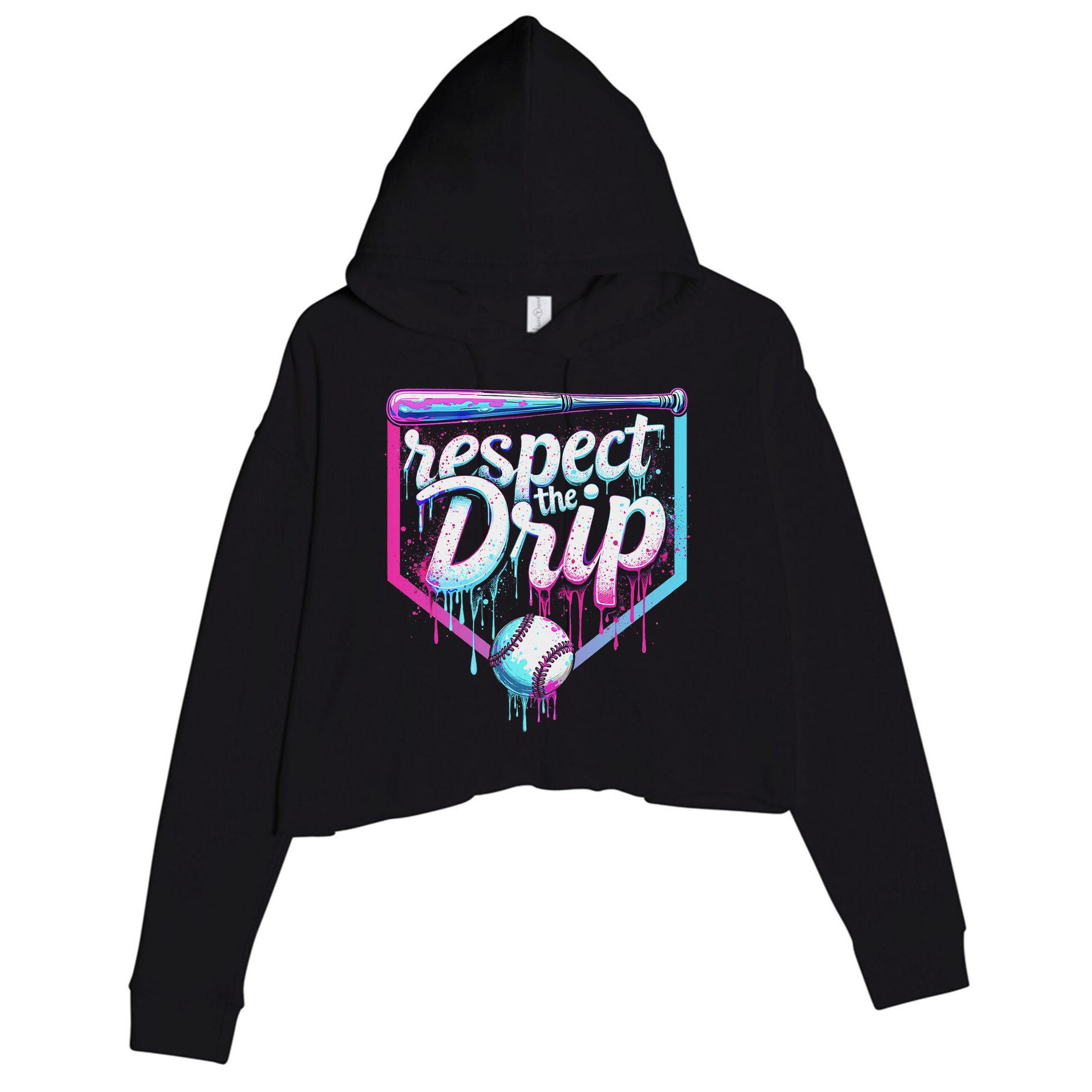 Baseball Drip Ice Cream Respect The Drip Players & Fans Crop Fleece Hoodie