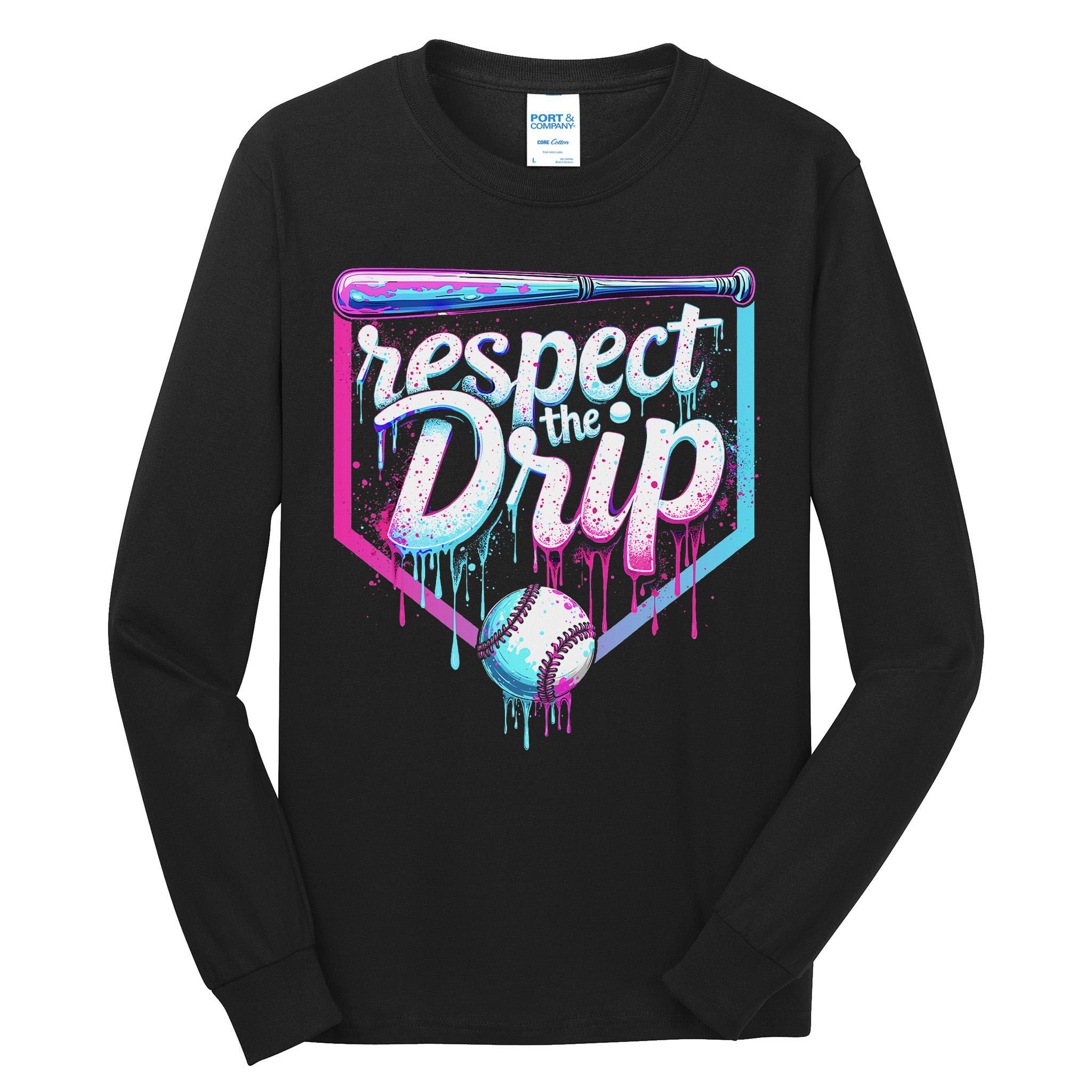 Baseball Drip Ice Cream Respect The Drip Players & Fans Tall Long Sleeve T-Shirt