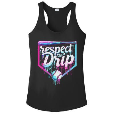 Baseball Drip Ice Cream Respect The Drip Players & Fans Ladies PosiCharge Competitor Racerback Tank