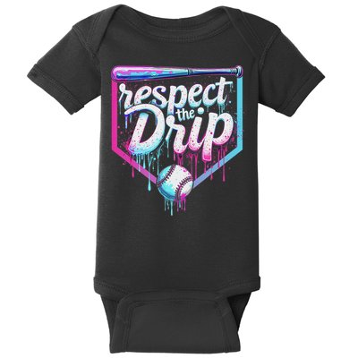 Baseball Drip Ice Cream Respect The Drip Players & Fans Baby Bodysuit