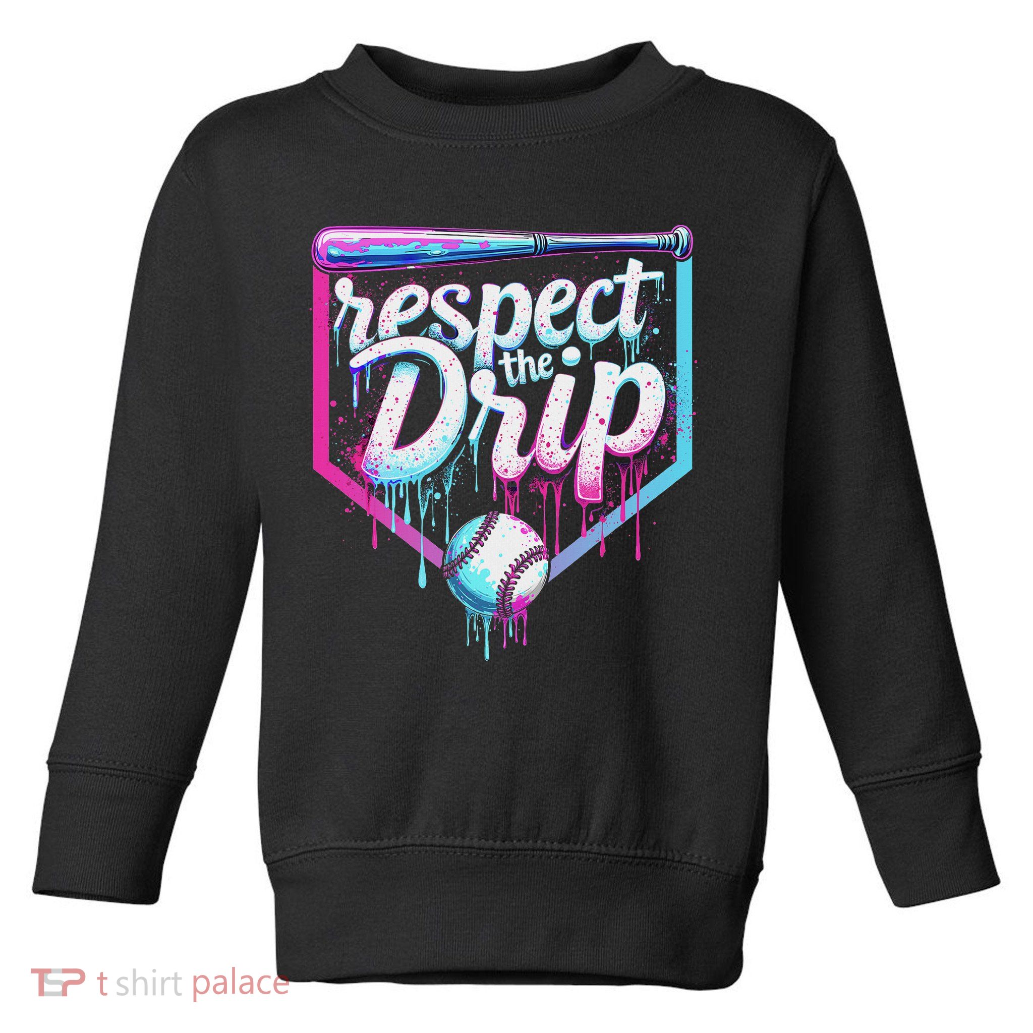 Baseball Drip Ice Cream Respect The Drip Players & Fans Toddler Sweatshirt