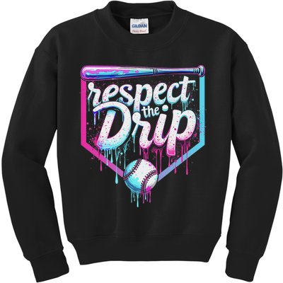 Baseball Drip Ice Cream Respect The Drip Players & Fans Kids Sweatshirt