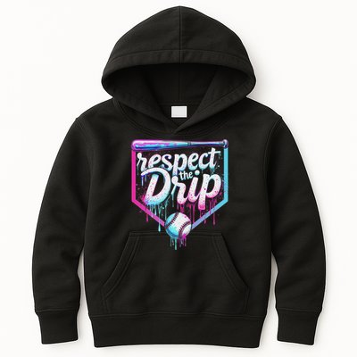 Baseball Drip Ice Cream Respect The Drip Players & Fans Kids Hoodie