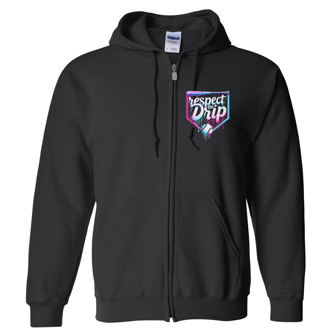 Baseball Drip Ice Cream Respect The Drip Players & Fans Full Zip Hoodie