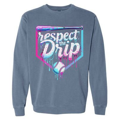 Baseball Drip Ice Cream Respect The Drip Players & Fans Garment-Dyed Sweatshirt