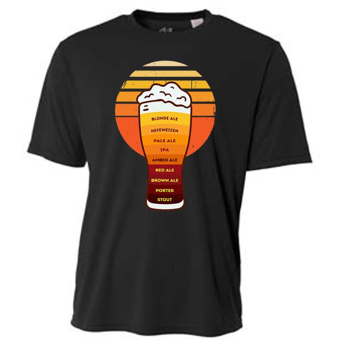 Beer Diversity In A Beer Glass With Foam Retro Beer Types Cooling Performance Crew T-Shirt