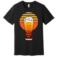 Beer Diversity In A Beer Glass With Foam Retro Beer Types Premium T-Shirt