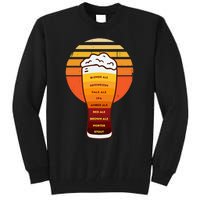 Beer Diversity In A Beer Glass With Foam Retro Beer Types Tall Sweatshirt