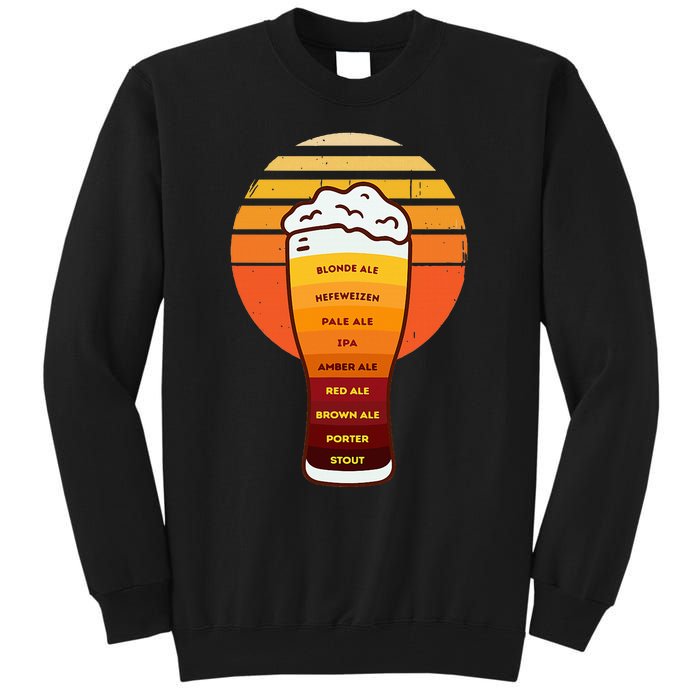 Beer Diversity In A Beer Glass With Foam Retro Beer Types Tall Sweatshirt