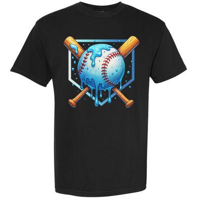 Baseball Dripping Ice Cream Drip Baseball Garment-Dyed Heavyweight T-Shirt