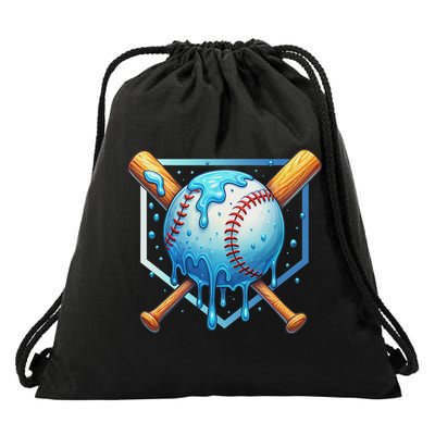 Baseball Dripping Ice Cream Drip Baseball Drawstring Bag