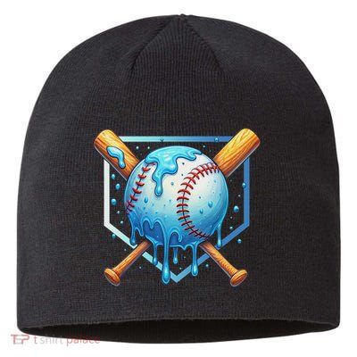 Baseball Dripping Ice Cream Drip Baseball Sustainable Beanie