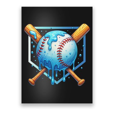 Baseball Dripping Ice Cream Drip Baseball Poster